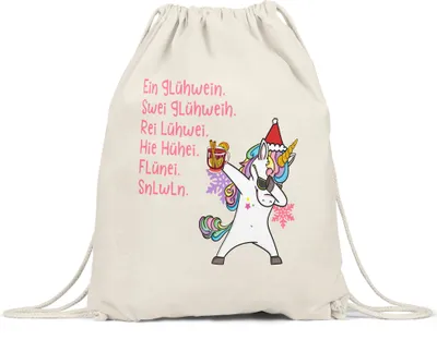 Produktbild von Glühwein Turnbeutel Gymsack Alkohol Advent Weihnachtsmarkt Wein Weihnachten Weihnachtsmarkt Einhorn Betrunken Party