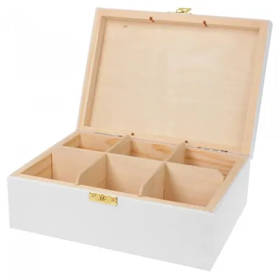 Teebox aus Holz mit 5 Fächern, 22x16x8 cm, weiß