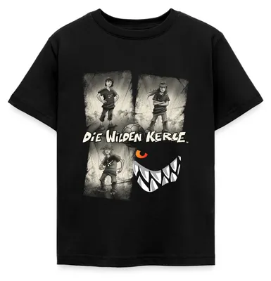 Produktbild von Spreadshirt Die Wilden Kerle Quartett Vintage Kinder T-Shirt, 98/104 (3-4 Jahre), Schwarz