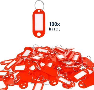 Produktbild von WESTCOTT Schlüsselanhänger mit Ring rot 100er Pack