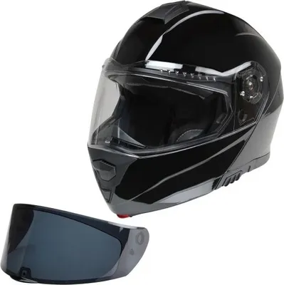 Produktbild von CMX Klapphelm Spacer glänzend schwarz + Ersatzvisier dunkel im Set  "S"