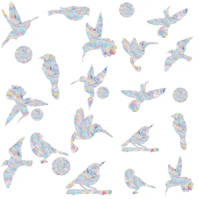 48 Prisma-Fensteraufkleber gegen Vogelaufprall, Anti-Kollision, Kolibri-Kreis