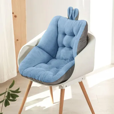 Productafbeelding van Verdikte zitkussen met konijnenoren, orthopedisch zitkussen voor bureaustoelen, thuis of in de auto, ondersteunend rugkussen, verhoogt het zitcomfort (blauw, 45 x 45 cm)