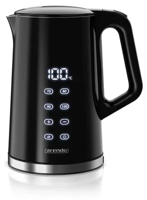 Produktbild von Arendo Wasserkocher mit Temperatureinstellung 40°- 100°C mit Anzeige, Edelstahl, Doppelwand, 1,7 l, 2200 W, Teekocher mit Temperaturanzeige, Überhitzungsschutz, Warmhaltefunktion