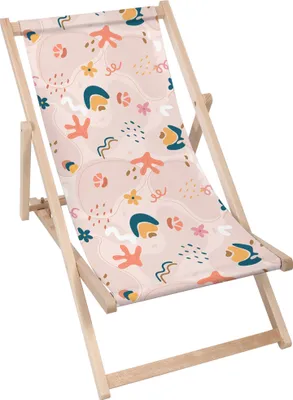 Zdjęcie produktu dla Dreamroots Składany drewniany leżak, drewno bukowe do 130 kg, składany leżak z 3-stopniową regulacją nachylenia oparcia, Cheerful Abstract