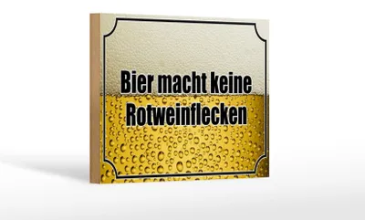 Produktbild von Holzschild Spruch 18x12cm Bier keine Rotweinflecken