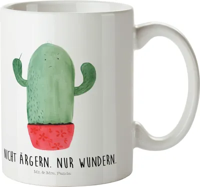 Produktbild von Mr. & Mrs. Panda Plastikbecher Kaktus Wut - Weiß - Geschenk, Mehrwegbecher, Chefin, Pott, Büro, Trinklernbecher, Camping Tasse, Kollegin, Kollege, Kindertasse, ärgern