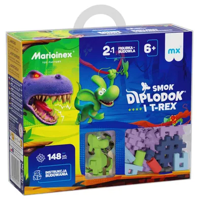 Obrázek produktu pro Klocki Mini Waffle Smok Diplodok i T-Rex 148 elementów