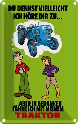Produktbild von vianmo Blechschild 18x12 cm Du denkst ich höre zu Traktor Dekoration Spruch Zitat