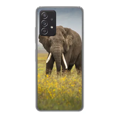 Produktbild von MuchoWow® Handyhülle Schutzhülle Hülle für Samsung Galaxy A33 5G Elefant - Blumen - Gras - Tiere - Natur Silikon Softcase Handy Hülle - Kartenhalter
