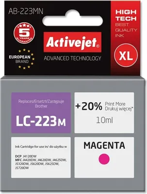 Produktbild von Activejet AB-223MN Tintenpatrone (Ersatz für Brother LC223M; Höchst; 10 ml; magenta)
