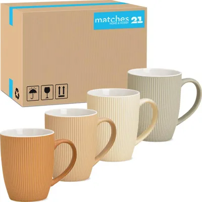 Produktbild von Kaffeetassen 36er Set einfarbig gerippt Pastellfarben Rillen