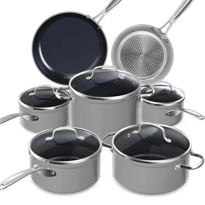 Zdjęcie produktu dla Zestaw garnków i patelni Nuwave, 12 elementów, kolor szary, powłoka ceramiczna Duralon, bez PFAS