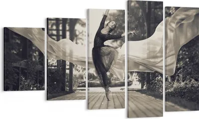Produktbild von Bild auf Leinwand - Leinwandbild - 5 Teile - Ballerina Tanz Luft - 100x60cm - Wand Bild - Wanddeko - Wandbilder - Leinwanddruck - Bilder - Wanddekoration - Leinwand bilder - Wandbild - EG100x60-4945
