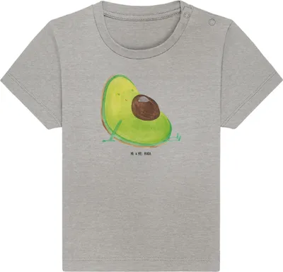 Produktbild von Mr. & Mrs. Panda Organic Baby Shirt Avocado Schwangerschaft 12. - 18. Monat - Heather Grey - Geschenk, Babyshirt, Babyshower, Kinder Oberteil,  T-Shirt, Schwanger