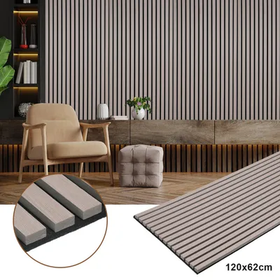 Obrázek produktu pro Clanmacy akustický panel MDF obklad stěn přírodní akustický panel moderní stěnové panely z dřevěné dýhy a plsti 2x 120x60x2,1cm ořechové dřevo
