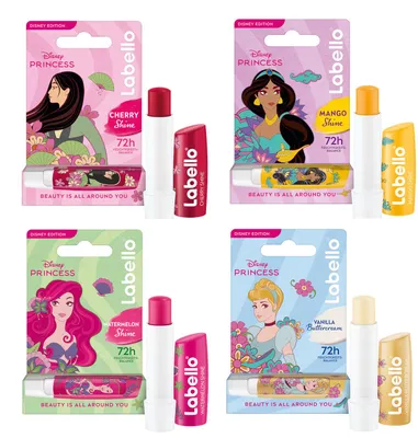 Produktbild von Labello Lippenpflege Disney 4-er Set Kirsch Mango Wassermelone Vanille