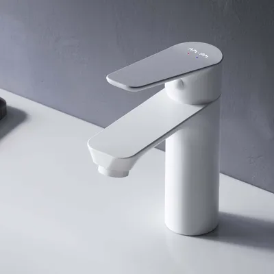 Produktbild von AM.PM Wasserhahn Bad Weiss Waschtischarmatur Bad Armatur Mischbatterie Waschbeckenarmatur Einhebelmischer Badezimmer