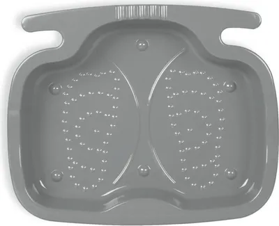 A top-down view of a gray foot bath.