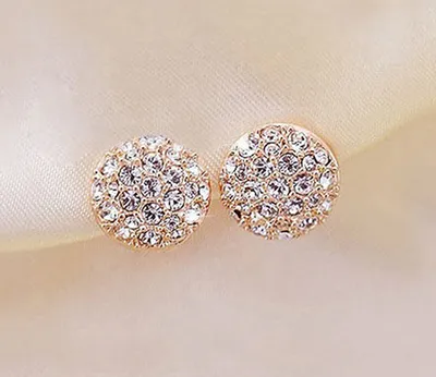 Produktbild von Mode Damen Strass eingelegte runde Ohrstecker Legierung Ohrringe Schmuck Geschenk