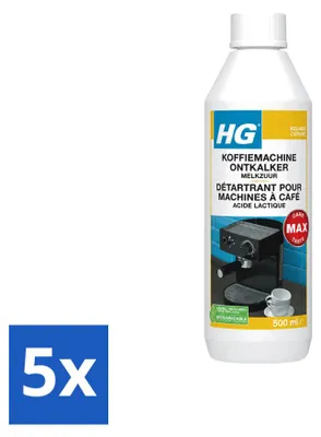 Produktbild von 5 x HG Koffiemaschine Entkalker auf Milchsäurebasis - 500 ml - Vorteilspackung - 5 Stücke