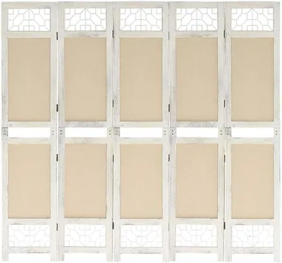 Productafbeelding van 5-delig roomkleurig scheidingswand, 175x165 cm, stof