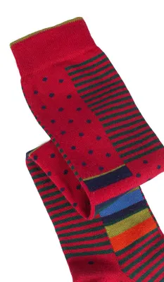 Image de GALLO - Chaussettes longues pour homme à rayures et pois  - Taille unique