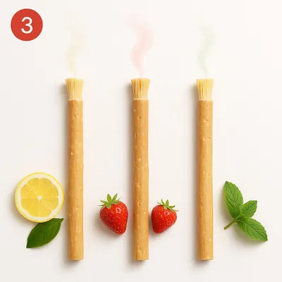 Produktbild von Miswak Mixset – 3 Stück (Mint, Erdbeere, Zitrone) – Sewak – Siwak – Natürliche Zahnbürste – Biologisch & Fluoridfrei – Antibakteriell – Sunnah – Halal