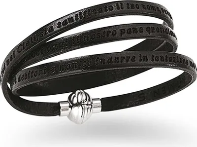Immagine prodotto di Bracciali in pelle Amen Collezione Preghiere in argento - unisex
