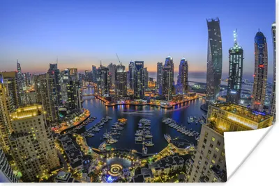 Produktbild von MuchoWow® Poster Die Skyline der Dubai Marina in der Abenddämmerung 180x120 cm - Fotoplakat
