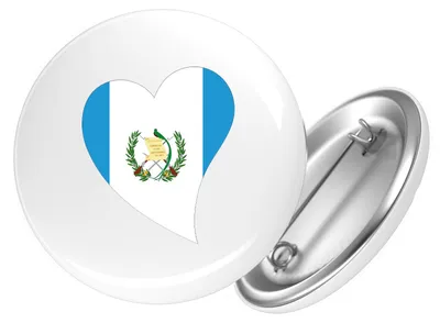 Produktbild von Huuraa Button Guatemala Flagge Herz 25mm rund mit Sicherheitsnadel Ansteckbutton Geschenkidee
