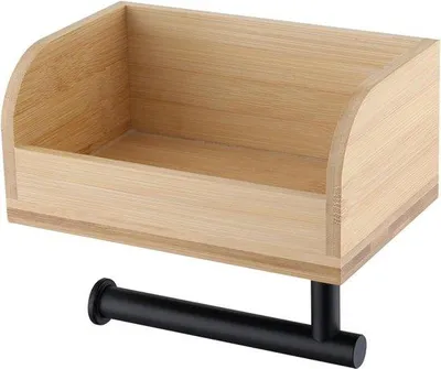 Immagine prodotto di Portarotolo nero con vano porta salviettine umidificate