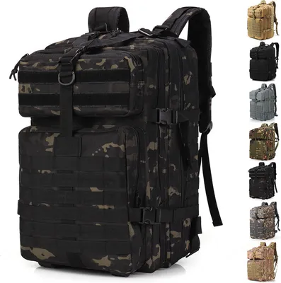 Produktbild von (Schwarzer CP) Wasserdicht Militärrucksack Taktischer Rucksack 45L Militär Kampfrucksack Armee Rucksack MOLLE Assault Pack Taktischer für Outdoor Wandern Camping Trekking Angeln Jagd