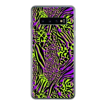 Produktbild von MuchoWow® Handyhülle Schutzhülle Hülle für Samsung Galaxy S10 Tiermuster - Zebra - Neon - Lila Silikon Softcase Handy Hülle - Handytasche