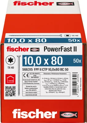 Produktbild von Fischer 566315, Schraube, Verzinkter Stahl, Holz, Zink, Teilgewinde, Senkkopf