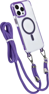 Immagine prodotto di Custodia posteriore TUNIQ per iPhone 15 Pro Max - cordino da collo - Magsafe - Viola