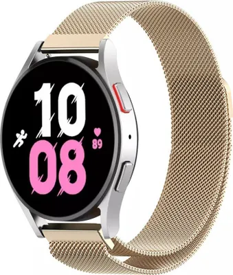 Produktbild von Strap-it Milanese Armband - Kompatibel mit Samsung Galaxy Watch 5 Armband 44mm Edelstahl Armband mit Magnetverschluss - Ersatzarmband - Hochwertiges Material - für Smartwatch 20mm Armband Champagner