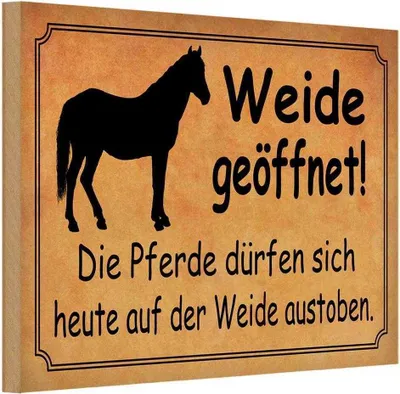 Produktbild von vianmo Holzschild 20x30 cm Weide geöffnet Pferde dürfen Warnschild Hinweisschild