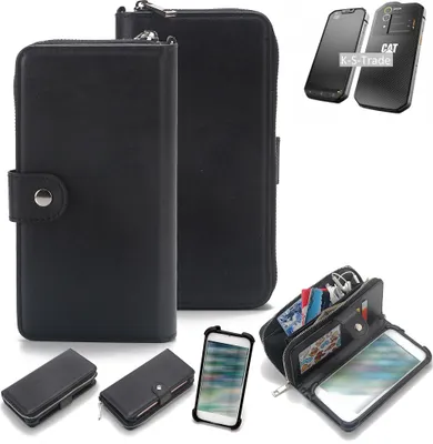 Produktbild von K-S-Trade 2in1 Handyhülle Schutzhülle kompatibel mit Caterpillar Cat S60 & Portemonnee Cover Handy Hülle Case Etui Geldbörse Wallet Bookstyle