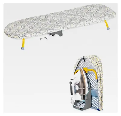 Produktbild von Klappbares Bügelbrett, Tischbügelbrett mit klappbaren Tischbeinen für Platzersparnis, Kompaktes Bügelbrett mit Halterung, Einfaches und schnelles Bügeln, Grau, 89x33cm