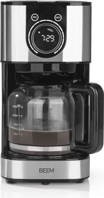 A front view of a BEEM coffee maker on a white background.