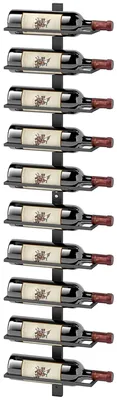 Produktbild von Modernes Weinregal Wandmontage Metall Schwarz, 10 Ebenen Flaschenregal für 10 Flaschen, Platzsparendes Wandweinregal für Küche & Wohnzimmer