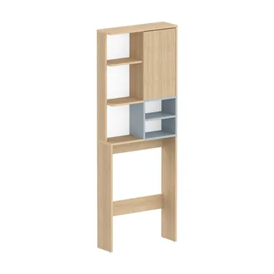 Produktbild von Waschmaschinenschrank Kuba 4 Einlegeböden, 1 Drehtür - Eiche hell/celadongrau