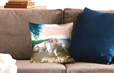 Produktbild von MuchoWow® Zierkissen Sofakissen Wohnzimmer Dekokissen 40x40 cm Schweine - Tiere - Landschaft - Foto Kissen - Schlafzimmer Dekoration