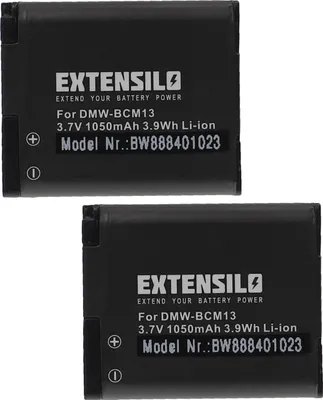 Produktbild von EXTENSILO 2x Akku kompatibel mit Panasonic Lumix DMC-ZS60K, DMC-ZS50K, DMC-ZS45K Kamera (1050 mAh, 3,7 V, Li-Ion)