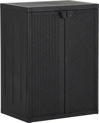 Image de Armoire de jardin noir 65x45x88 cm PP aspect rotin