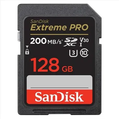 Obrázok produktu pre SanDisk Extreme PRO, 128 GB, SDXC, Trieda 10, UHS-I, 200 MB/s, 90 MB/s