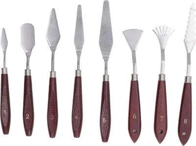 Immagine prodotto di set di 8 coltelli da pittura spatola versatile in acciaio inox coltello per tavolozza raschietto per pittura artistica