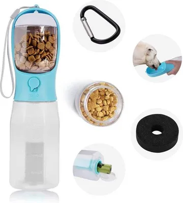 Produktbild von Portable Hundewasserflasche mit Nahrungsbehälter und Filter, 600 ml