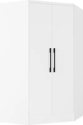 Produktbild von 2-türiger Eck-Kleiderschrank - 101 cm - Weiß - AURALI